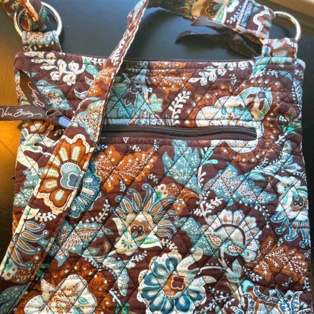 EUC Vera Bradley Hipster Java Blue Floral Cross-Body Bag Adjustable Strap 10x11
